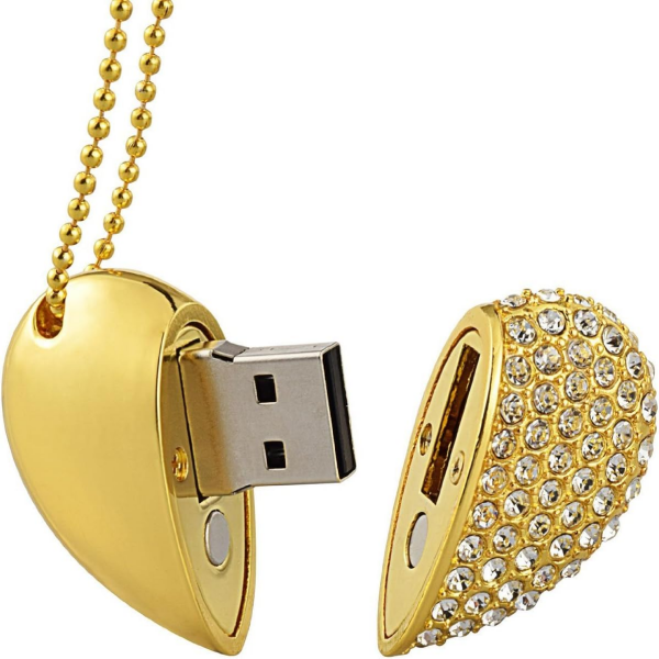 Ciway USB Flash Drive gold diamond heart
