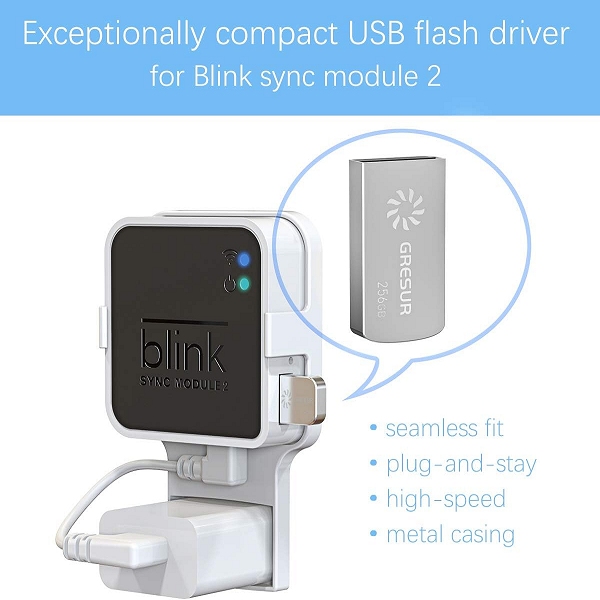 Gresur USB Flash Drive for Local Video Storage with The Blink Sync Module 2 Mount