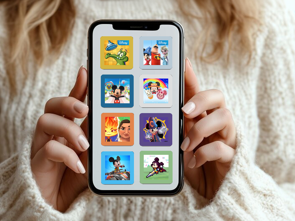 a blank mobile screen showing some Disney game apps