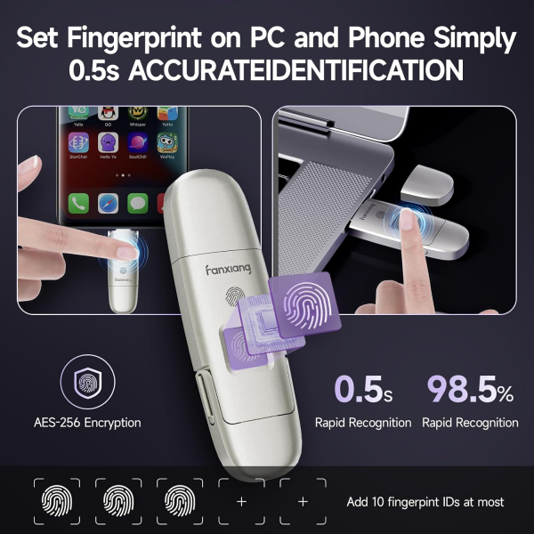 fanxiang USB Thumb Drive with AES-256 Encryption and Fingerprint Security