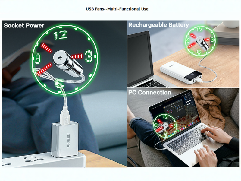 ONXE LED USB Clock Fan