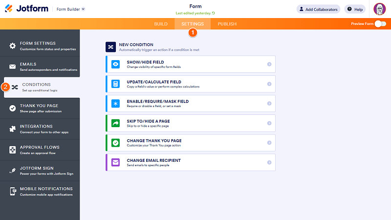 Jotform Conditional Logic